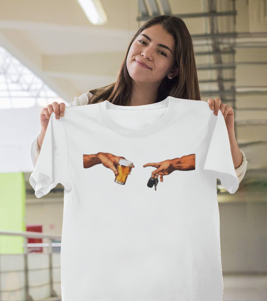 Creation Of Adam Beer Handing Over Car Keys T-Shirt