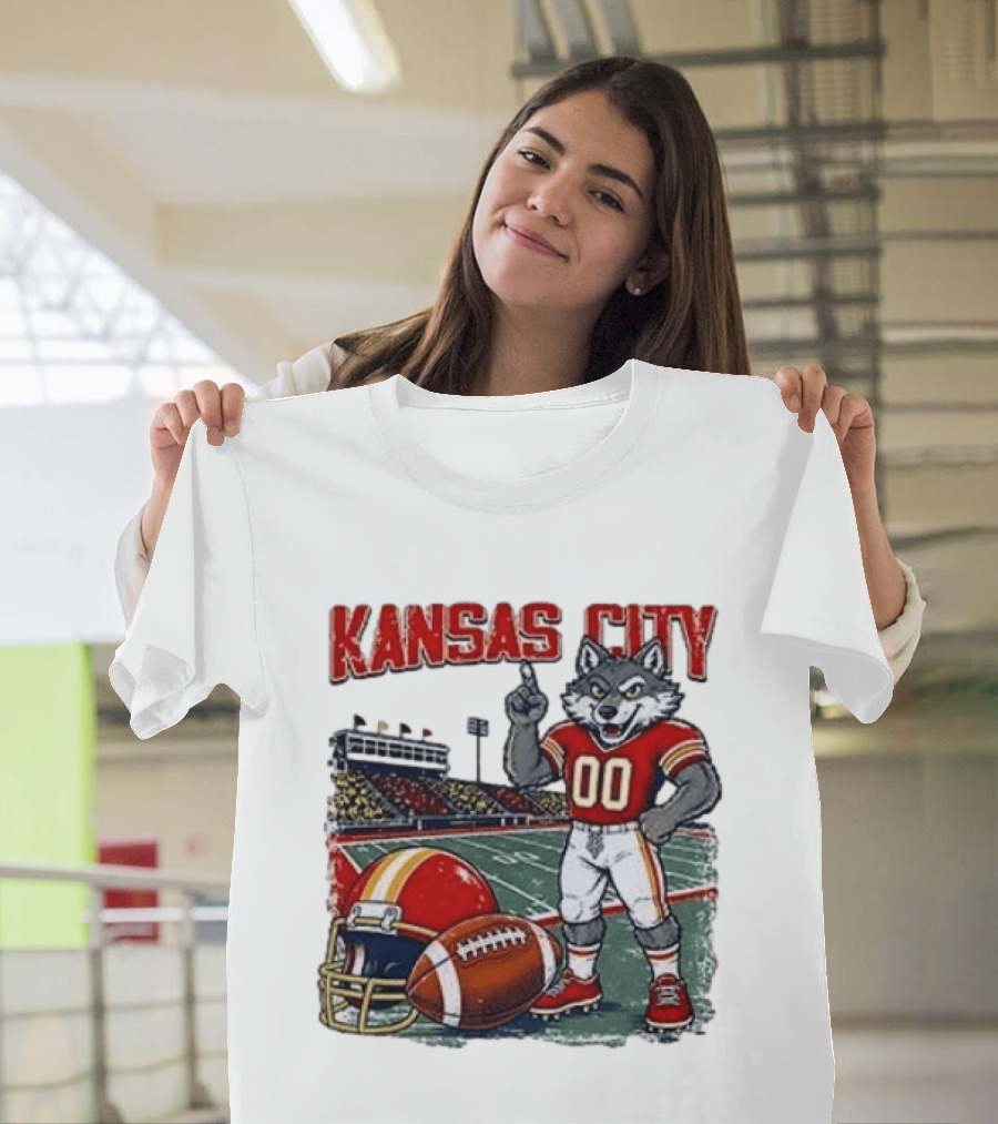 Kansas City Chiefs Wolf Mascot Football Stadium Scene T-Shirt