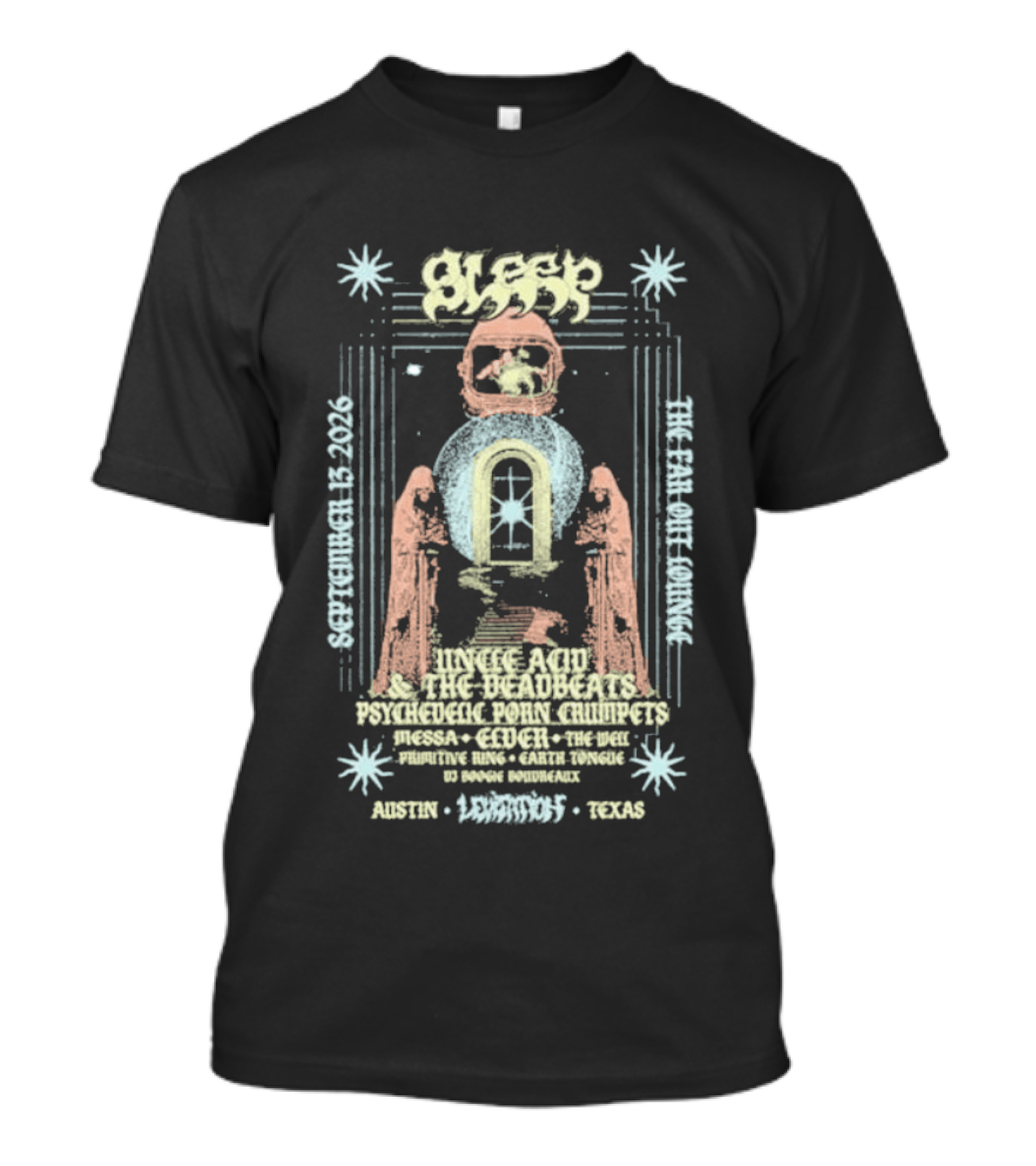 Sleep Levitation Festival 2026 Austin Texas September 13 Archway Skull T-Shirt