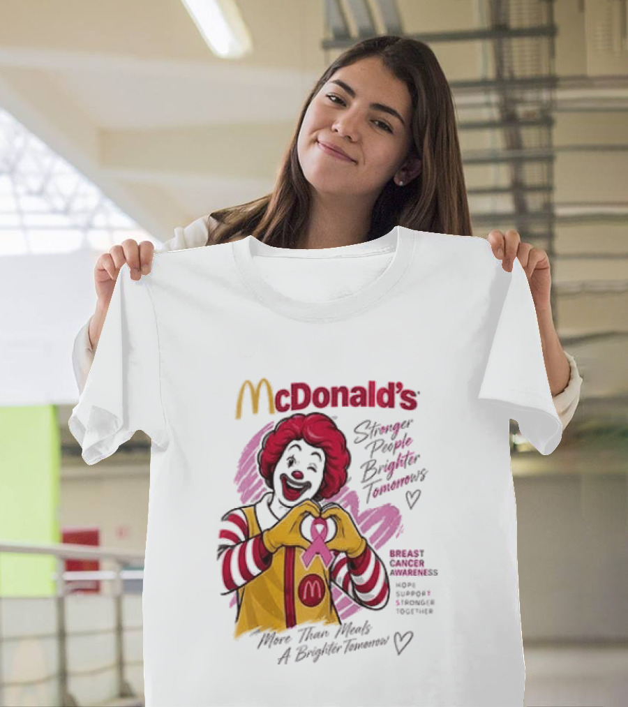 McDonald's Ronald McDonald Breast Cancer Awareness "More Than Meals A Brighter Tomorrow" Pink Ribbon T-Shirt