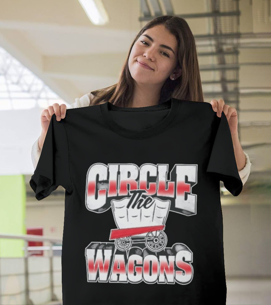 Circle The Wagons Pioneer Covered Wagon Red White 3D T-Shirt
