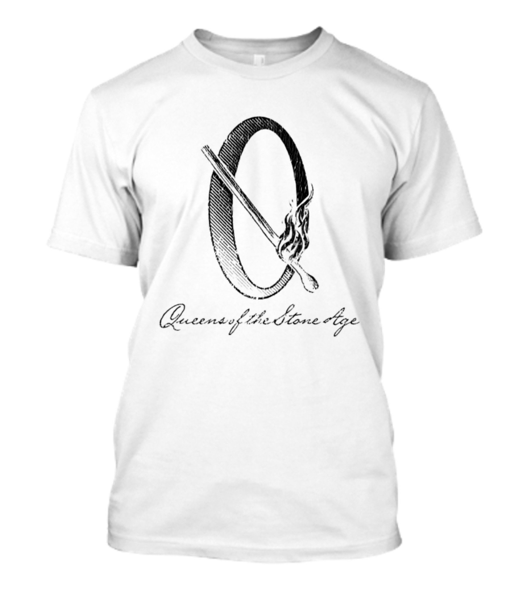 Queens Of The Stone Age QOTSA O Logo With Flaming Match T-Shirt