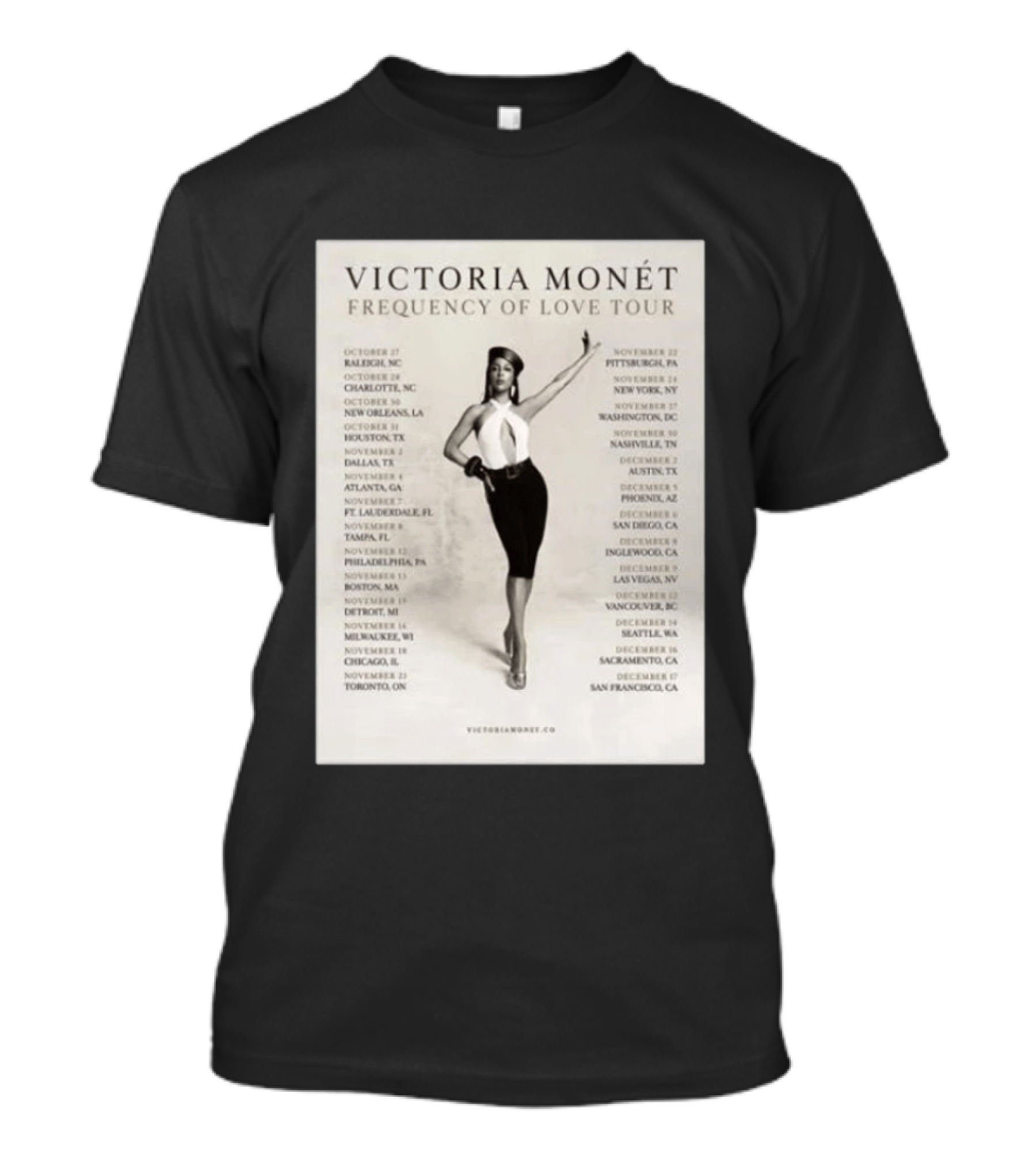 Victoria Monét Frequency Of Love Tour 2026 North America Dates Raleigh Charlotte New Orleans Houston Los Angeles Sacramento T-Shirt