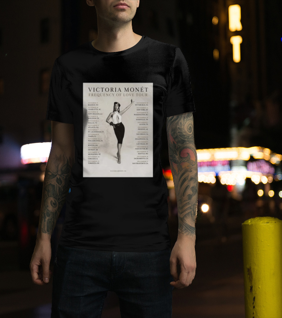 Victoria Monét Frequency Of Love Tour 2026 North America Dates Raleigh Charlotte New Orleans Houston Los Angeles Sacramento T-Shirt