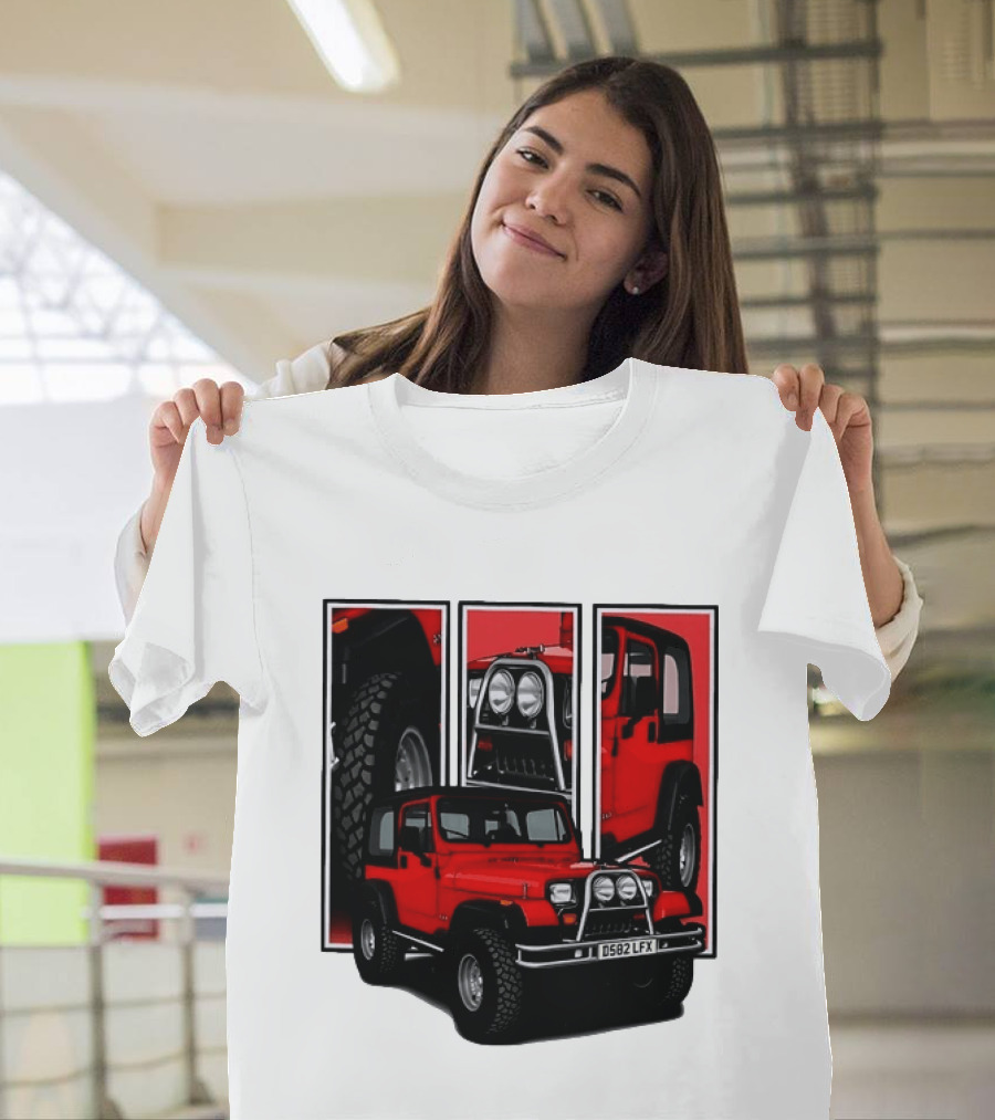 Red Jeep Wrangler 4x4 Off Road Adventure Vehicle Four Wheel Drive T-Shirt