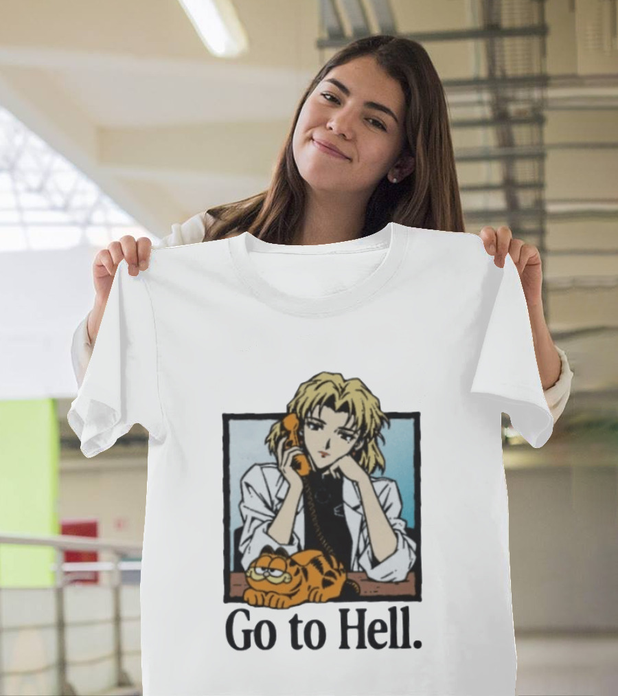 Ritsuko Evangelion Go To Hell Lasagna Cat Phone T-Shirt