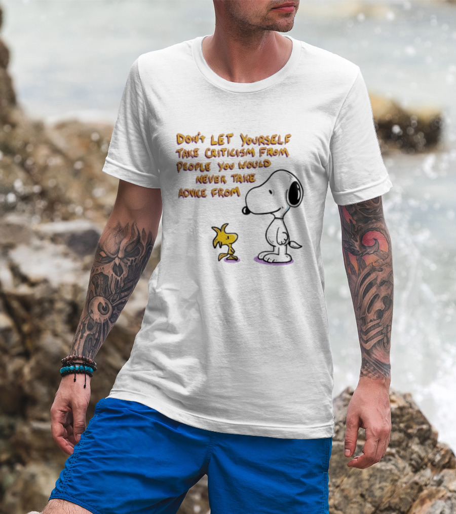 Snoopy Advice Criticism Peanuts Woodstock T-Shirt