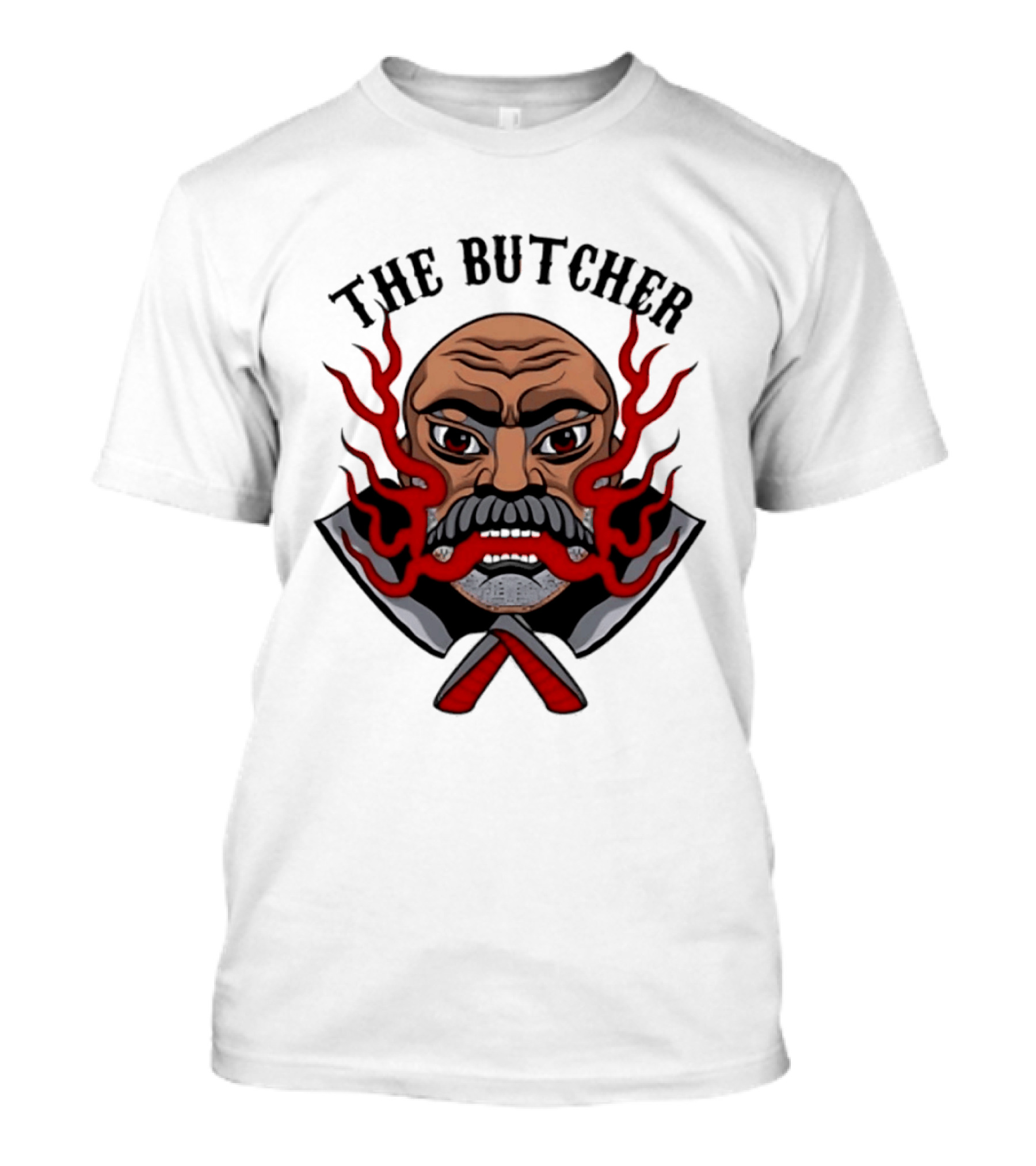 The Butcher AEW Professional Wrestling Skull Flames Axes T-Shirt
