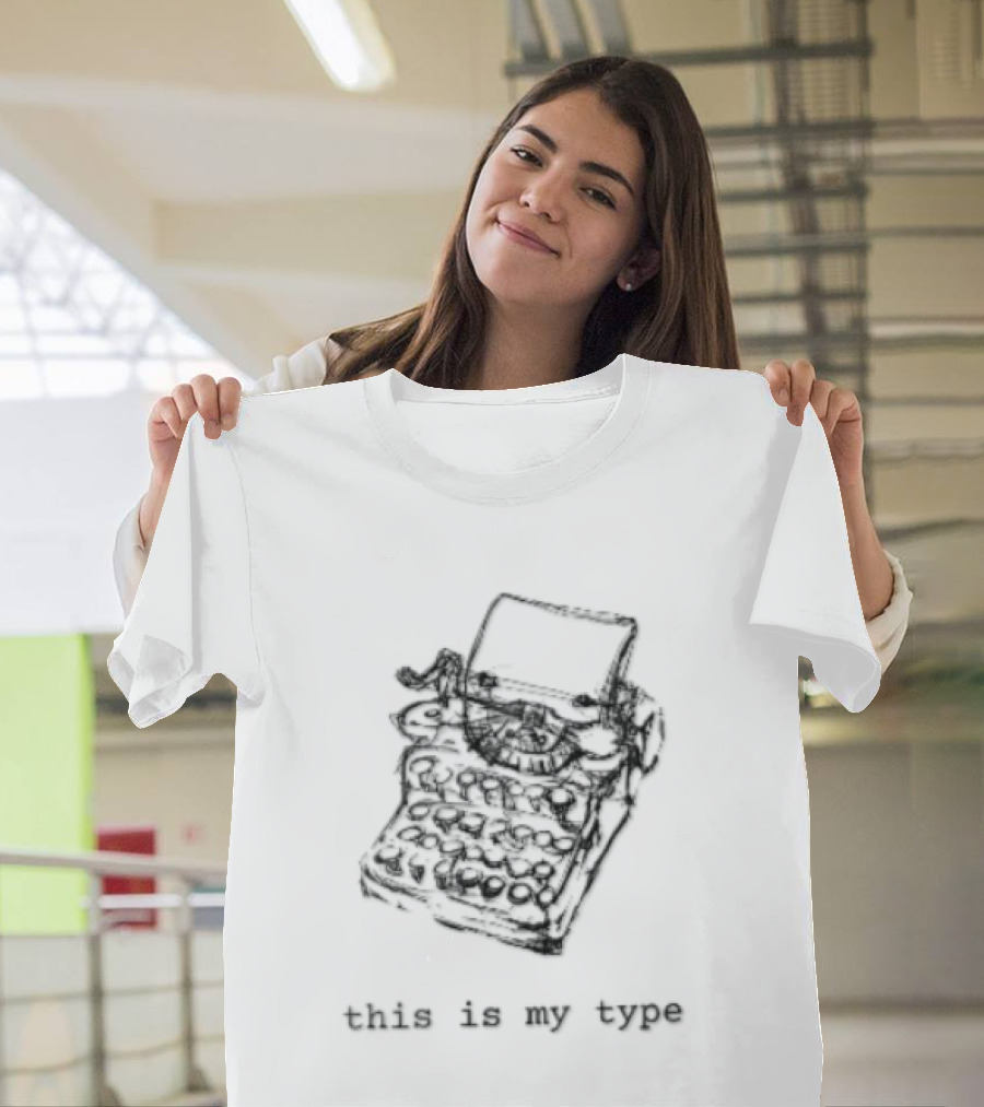 This Is My Type Mechanical Typewriter Pencil Line Sketch T-Shirt