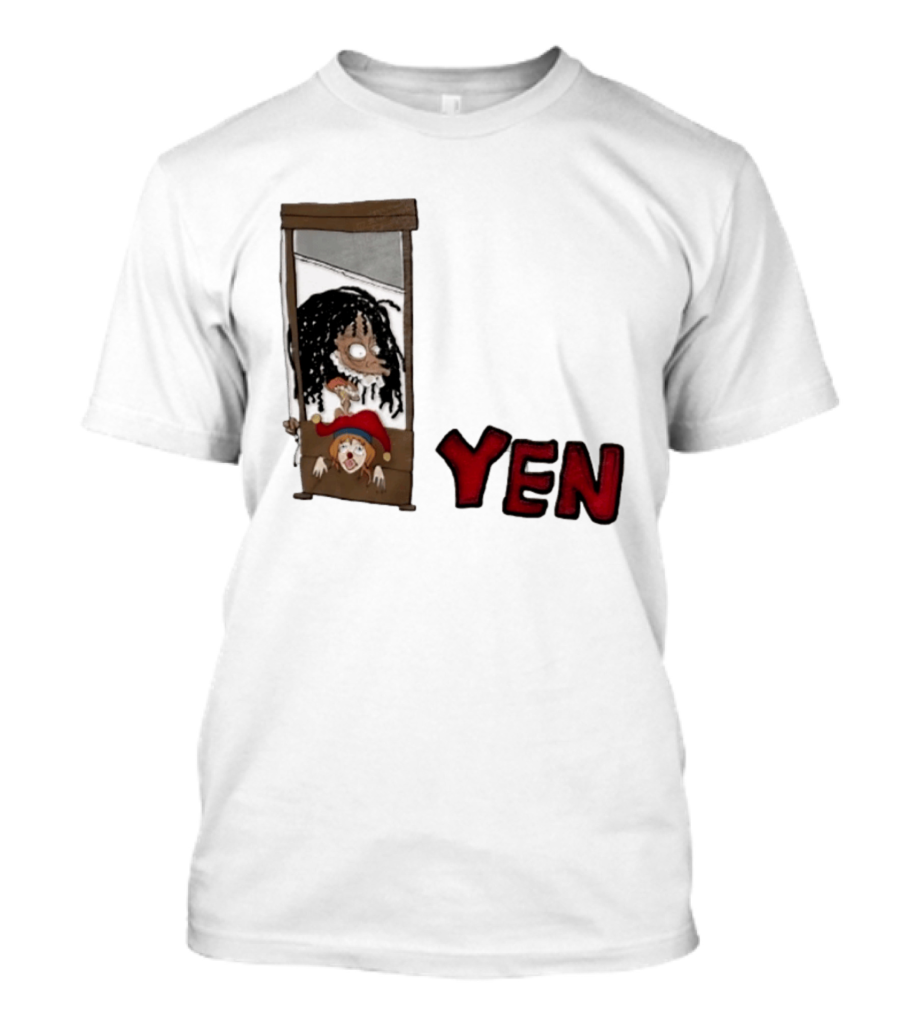 Yen Guillotine Clown Head Cartoon T-Shirt
