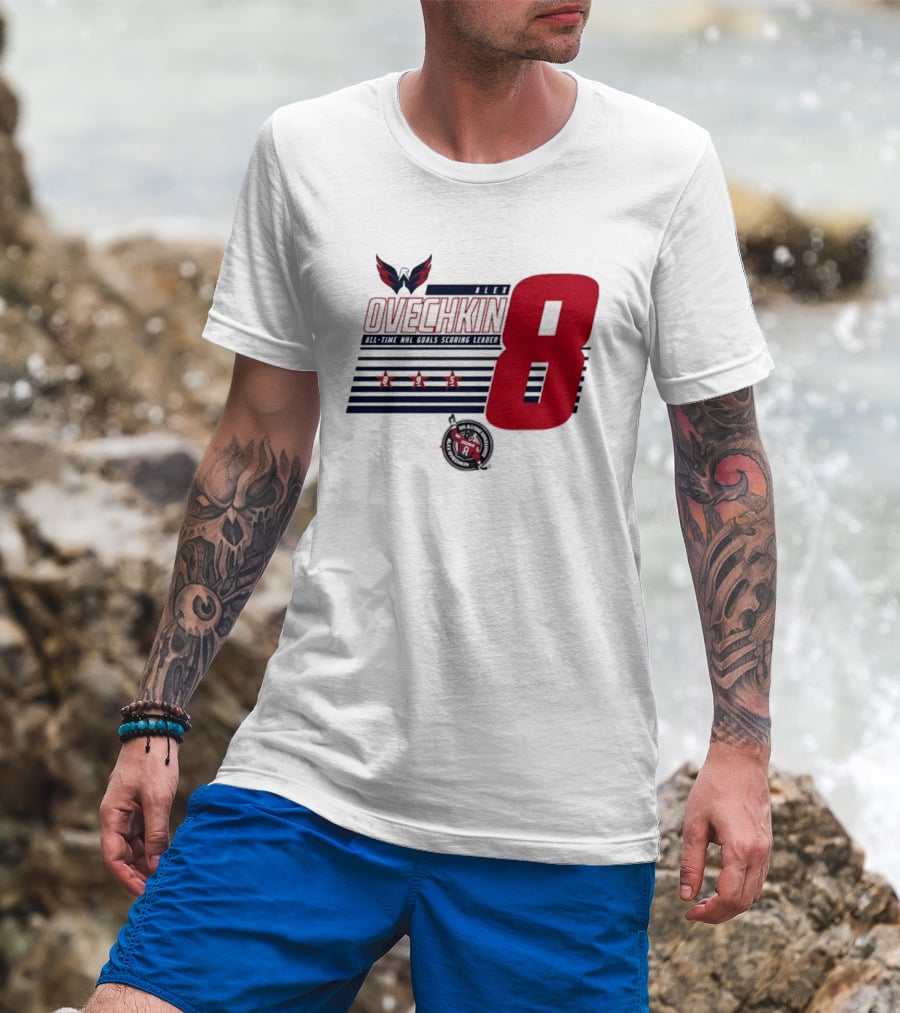 Alex Ovechkin 8 NHL All Time Goals Leader Washington Capitals Stars And Stripes T-Shirt
