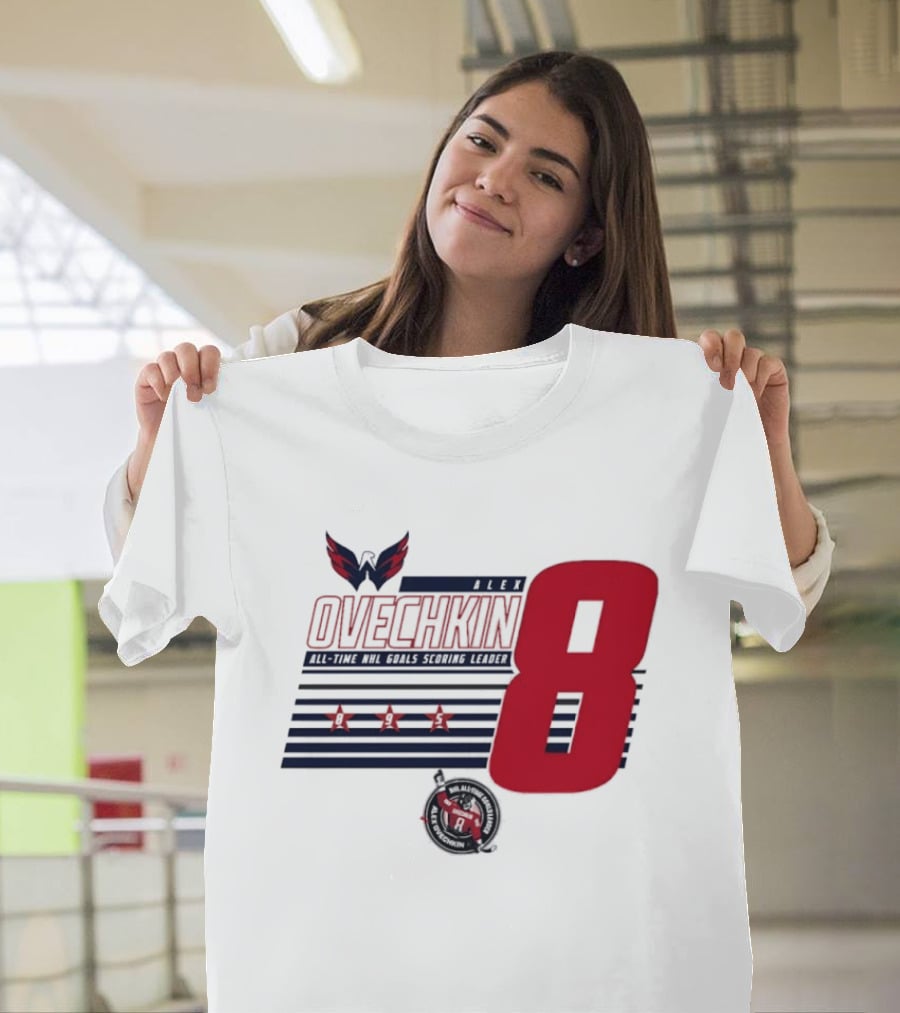 Alex Ovechkin 8 NHL All Time Goals Leader Washington Capitals Stars And Stripes T-Shirt