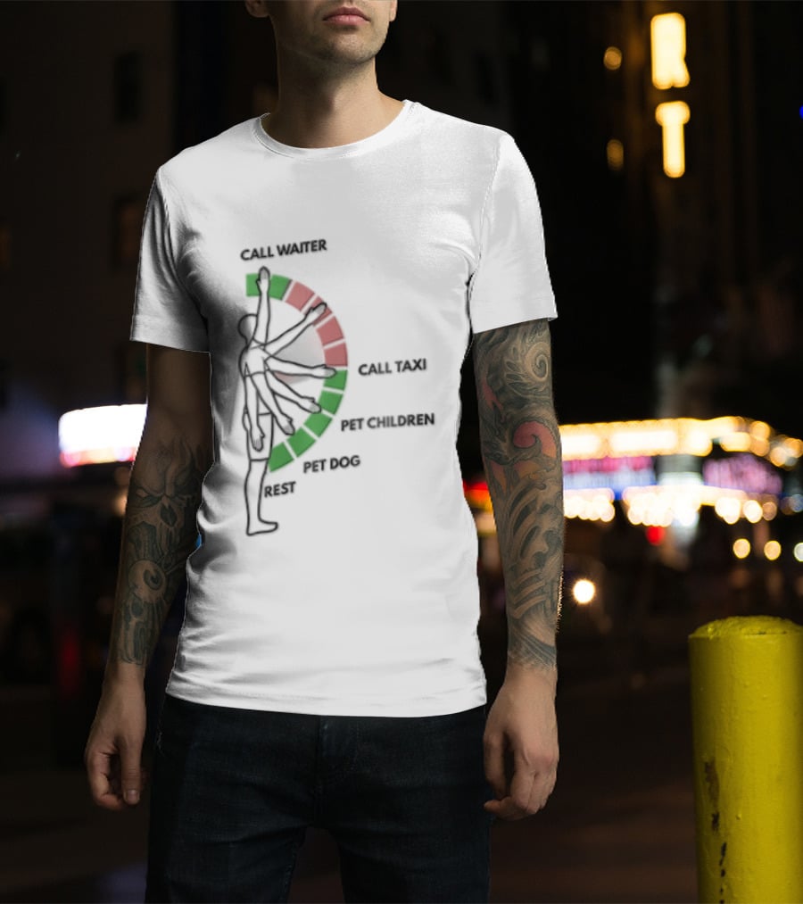 Call Waiter Call Taxi Pet Children Pet Dog Rest Arm Movement Chart T-Shirt