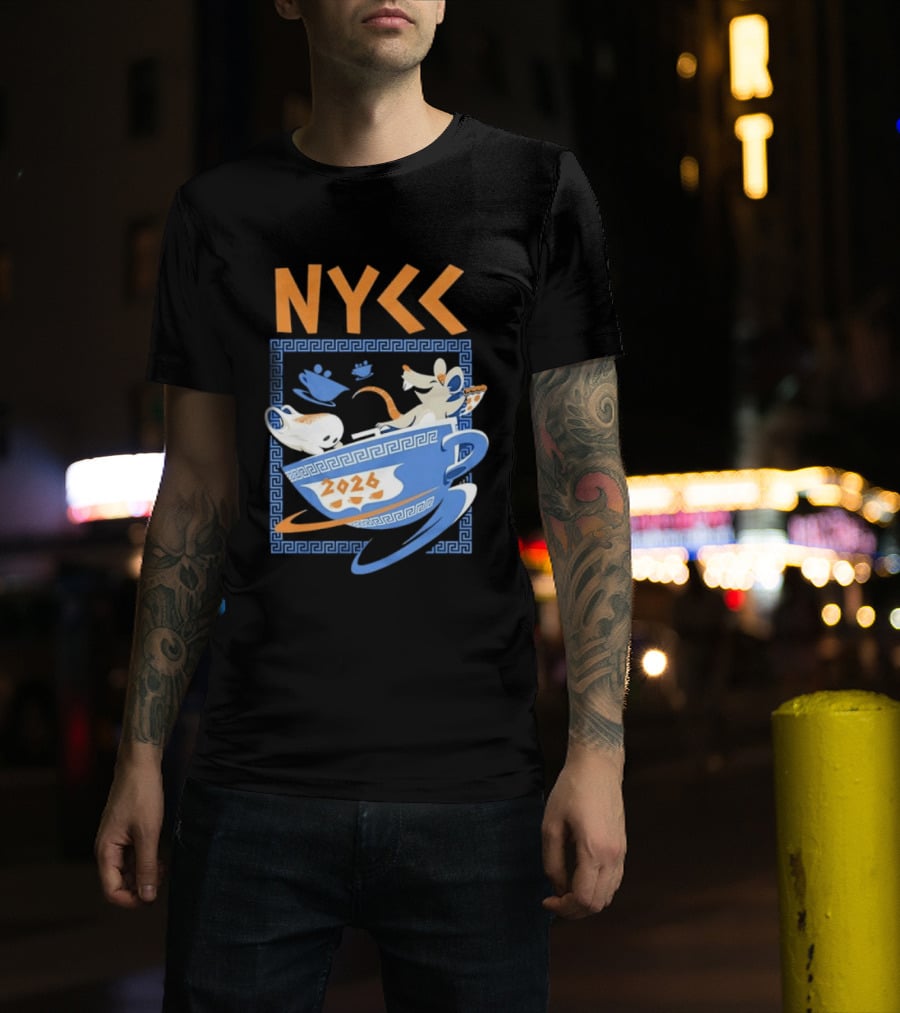 NYCC 2026 Pizza Rat Cup Greek Pattern Tea Event T-Shirt