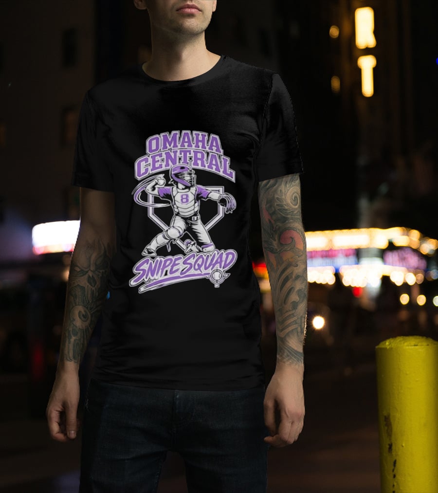 Omaha Central Snipe Squad Baseball Catcher Number 8 T-Shirt