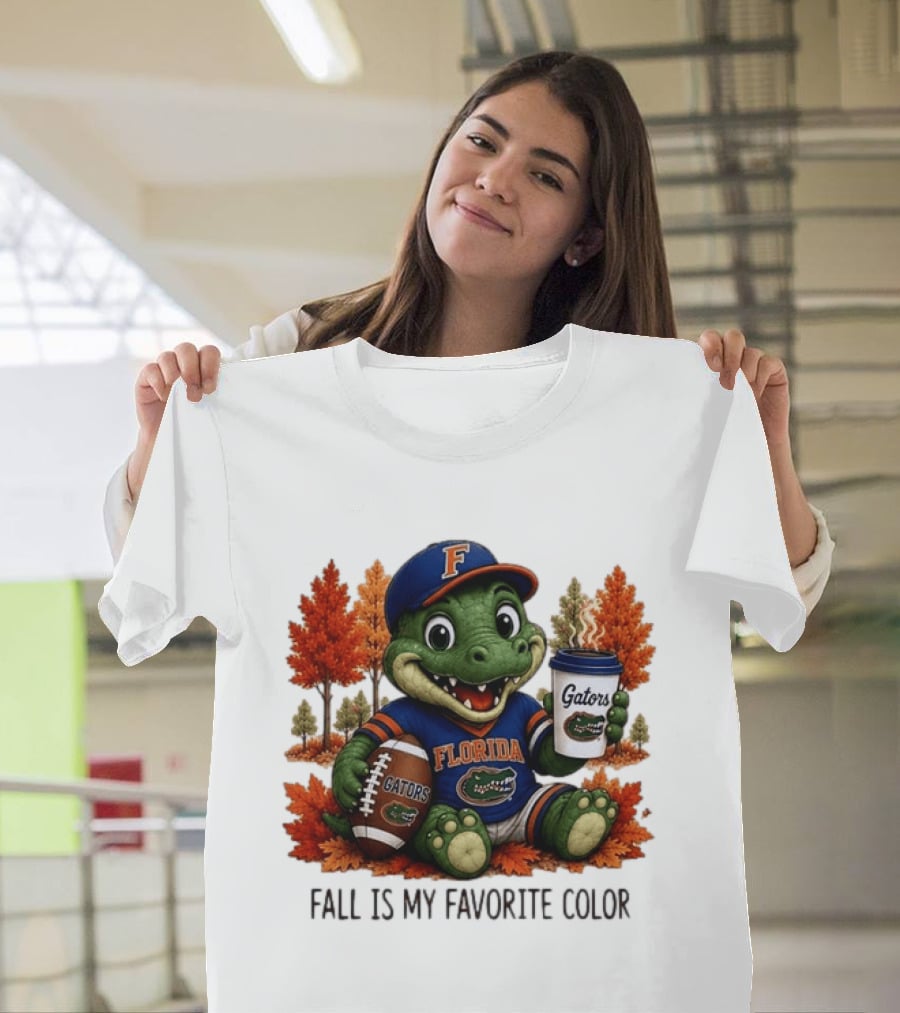 Florida Gators Fall Is My Favorite Color Gators Football Mascot Coffee Football Autumn Leaves T-Shirt