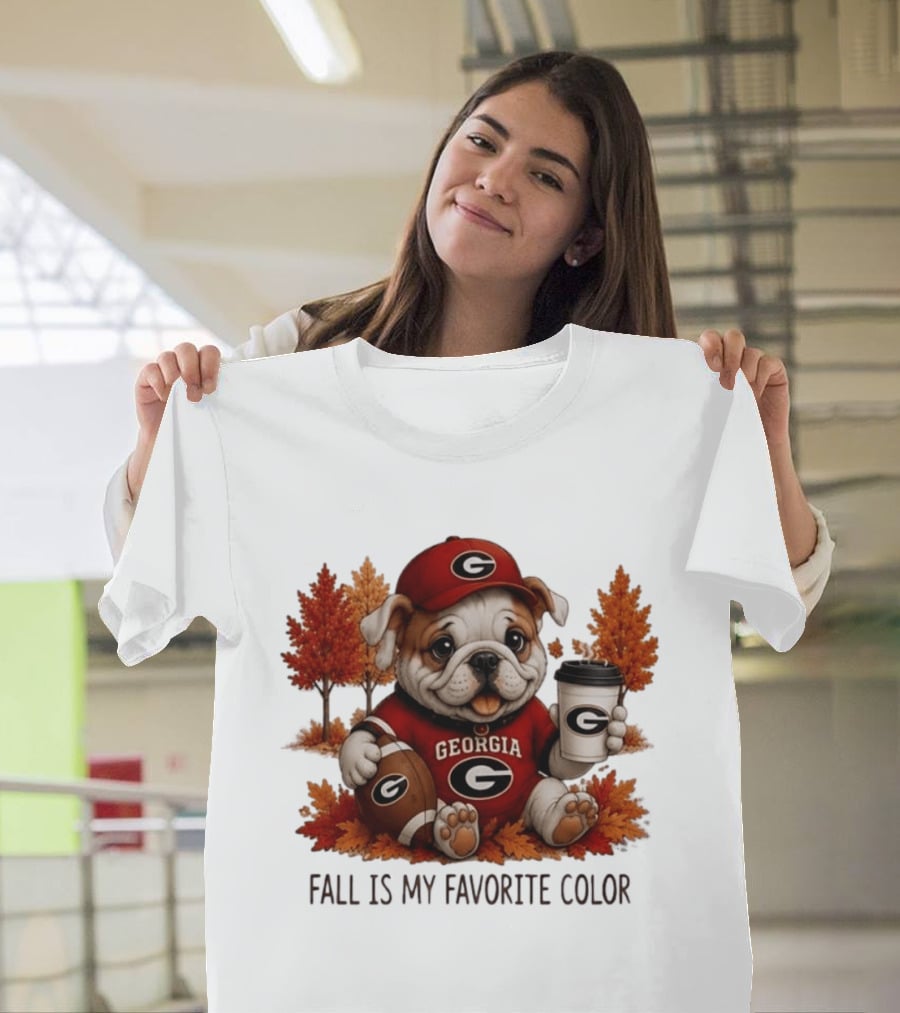 Georgia Bulldogs Fall Is My Favorite Color Football Bulldog Autumn T-Shirt