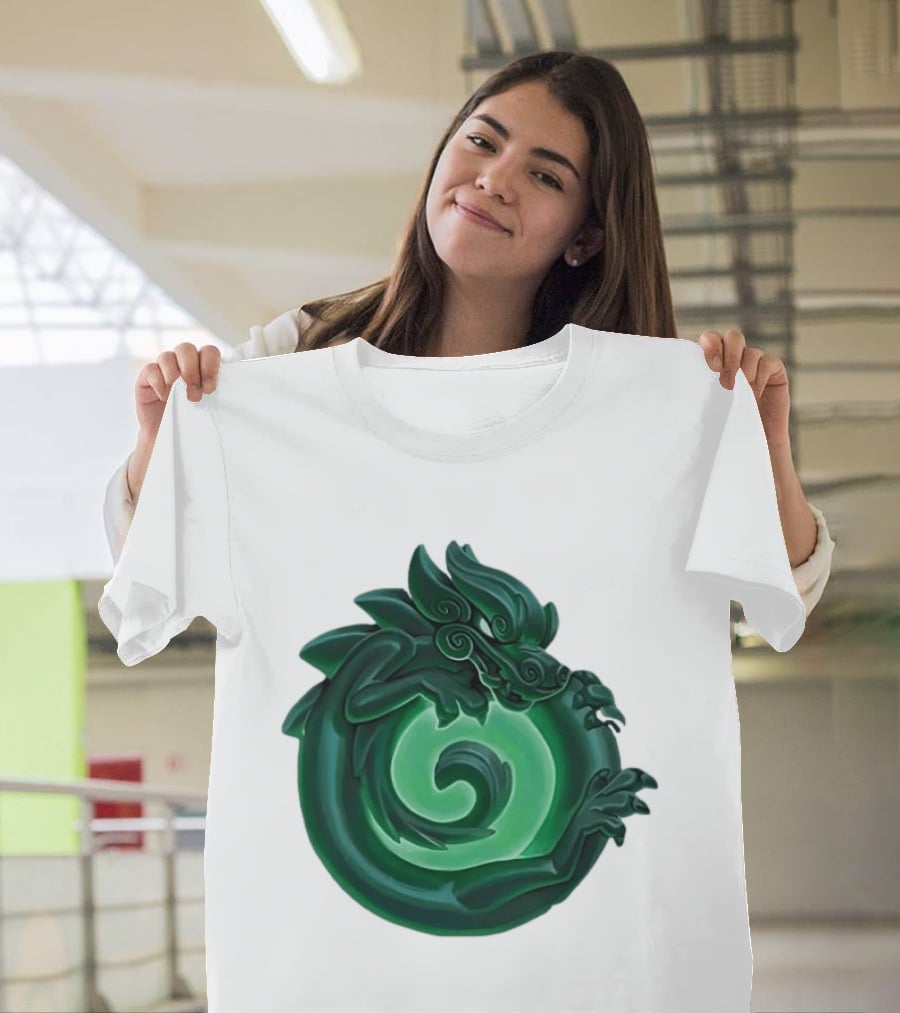 Green Jade Dragon Ouroboros Mythology Symbolic T-Shirt