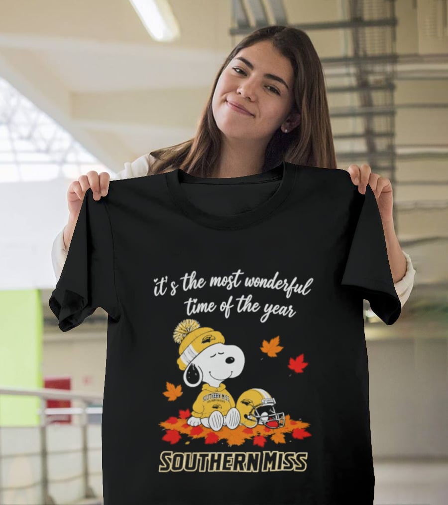 Snoopy It's The Most Wonderful Time Of The Year Southern Miss Golden Eagles Peanuts Fall Football T-Shirt