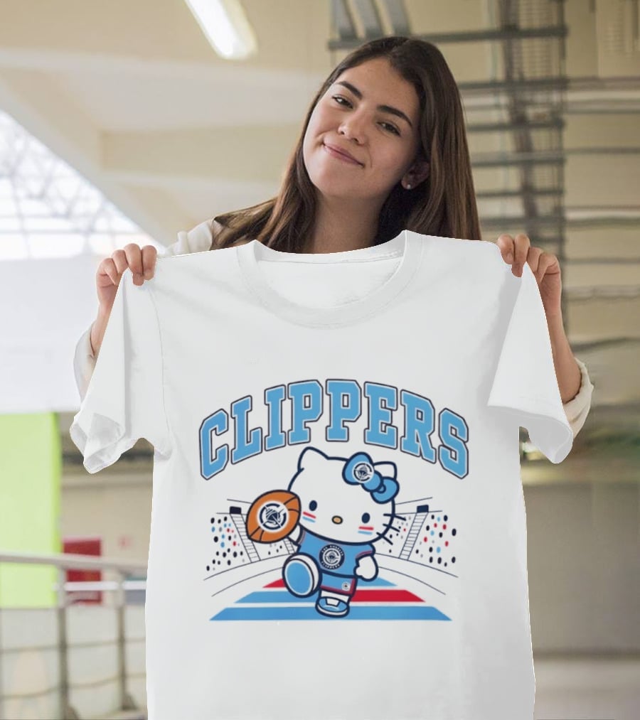 Hello Kitty Clippers 2026 NBA Season Basketball Fan Collaboration T-Shirt