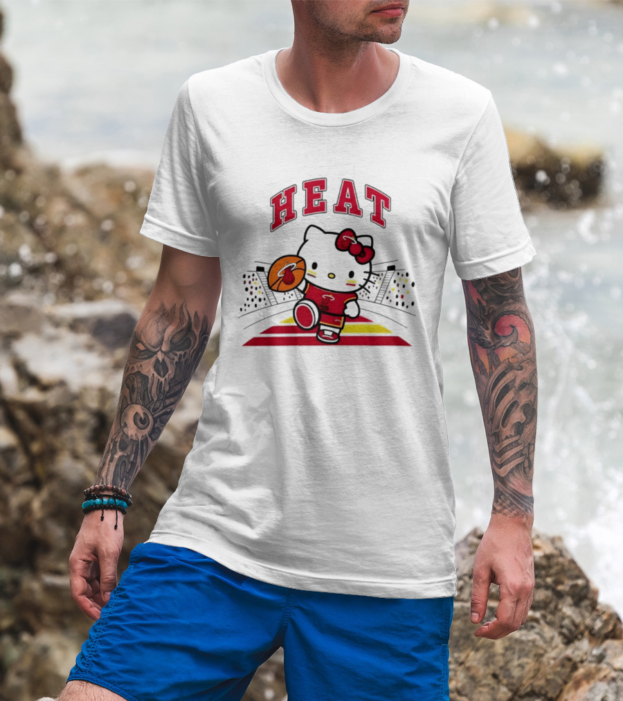 Hello Kitty Heat Miami NBA Basketball 2026 Season Collaboration T-Shirt