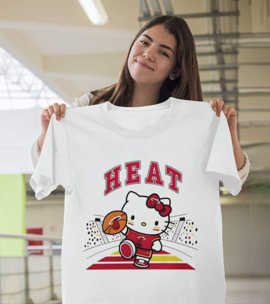 Hello Kitty Heat Miami NBA Basketball 2026 Season Collaboration T-Shirt