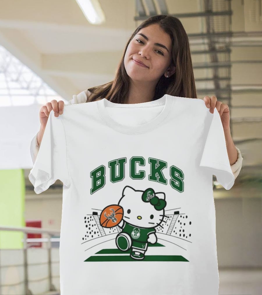 Hello Kitty Bucks Basketball Milwaukee Crossover 2026 NBA Season T-Shirt