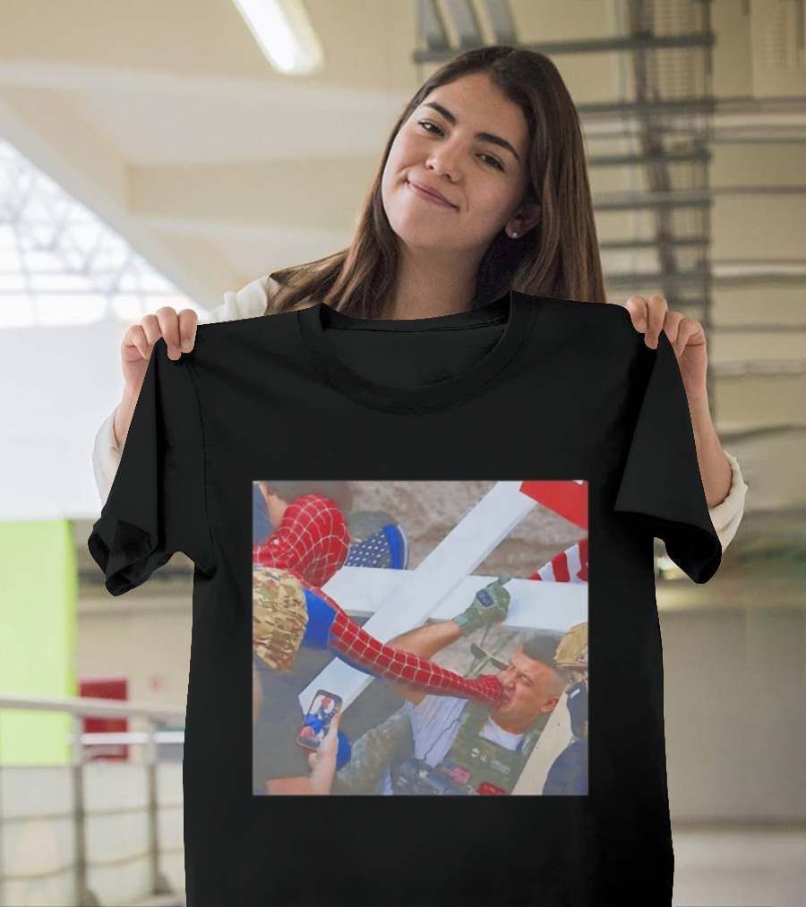 Invisible Touch Spider Man Meets Protester Face Off T-Shirt