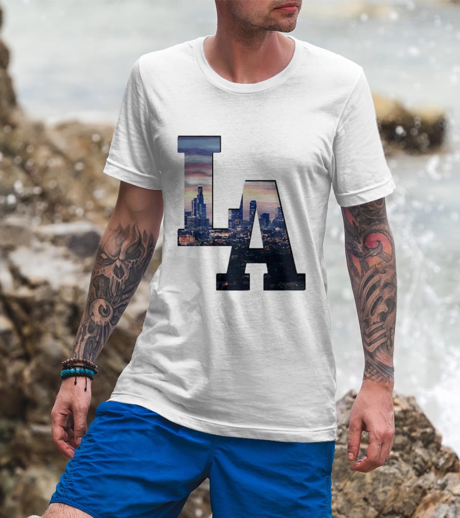 Los Angeles City Skyline LA California Sunset View T-Shirt