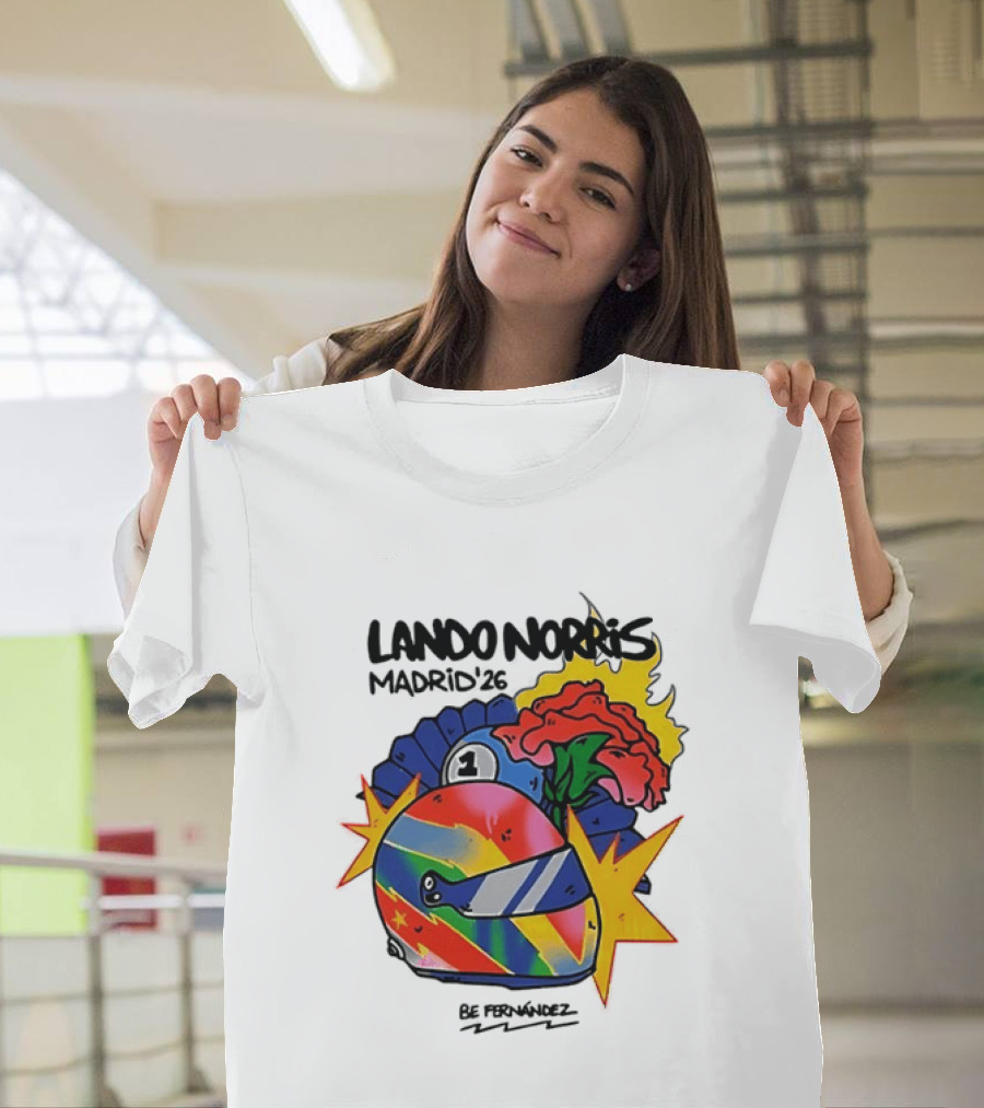 Lando Norris Madrid '26 Helmet Vibrant Art Explosion T-Shirt