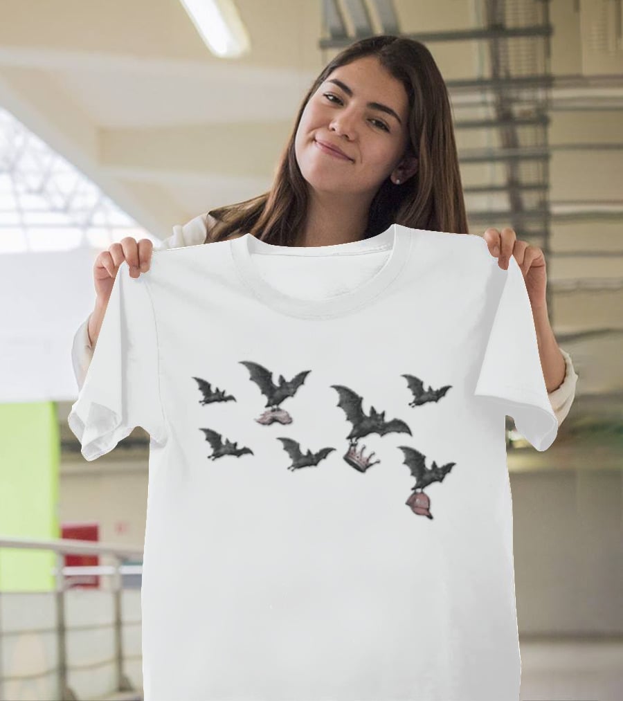 Maga Bats Halloween Crown And Broom T-Shirt
