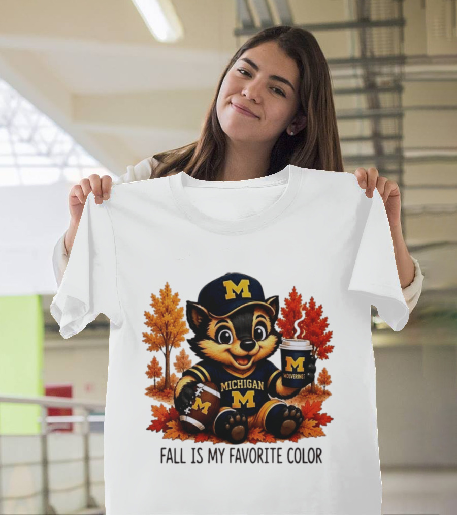 Michigan Wolverines Fall Is My Favorite Color Mascot Coffee Football T-Shirt