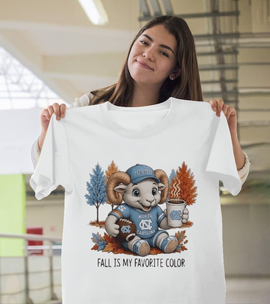 North Carolina Tar Heels Ram Fall Is My Favorite Color Football And Coffee T-Shirt