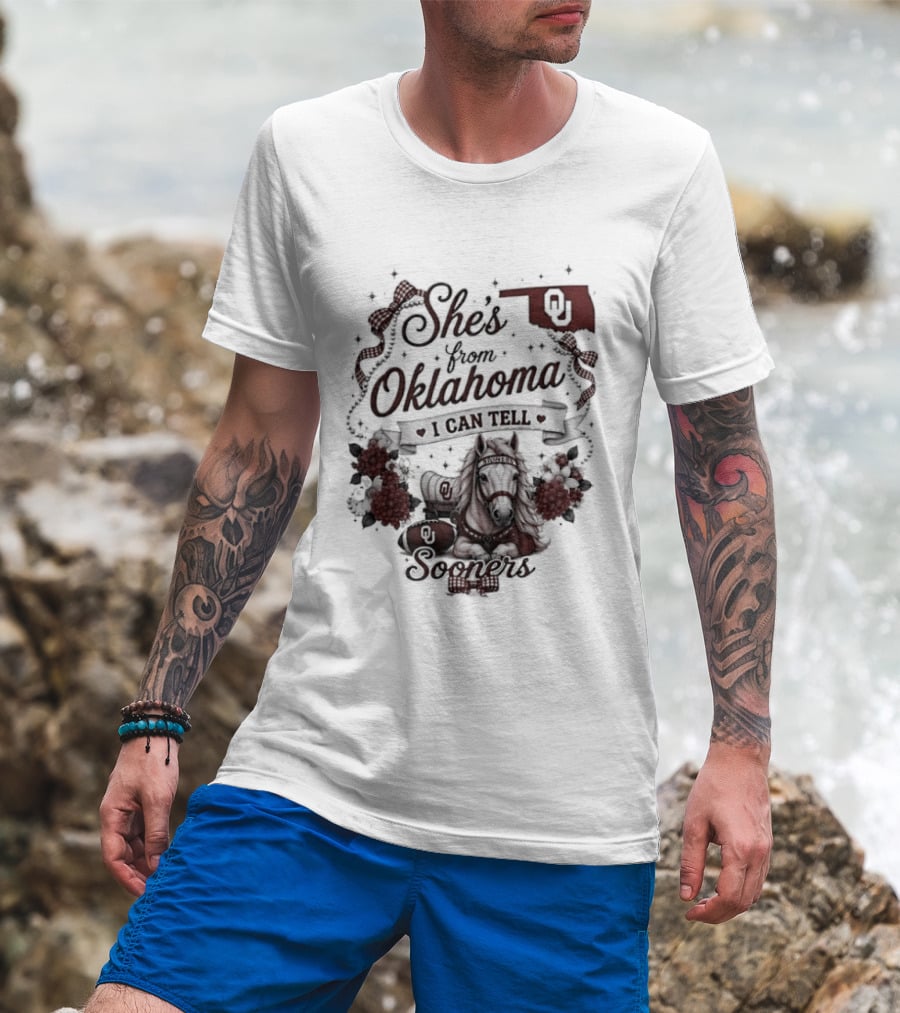 She's From Oklahoma I Can Tell Sooners OU State Pride Football T-Shirt