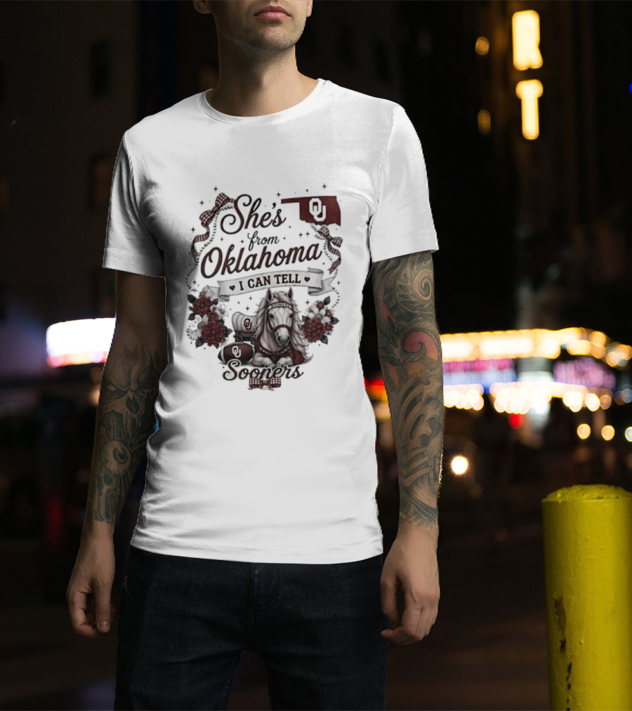 She's From Oklahoma I Can Tell Sooners OU State Pride Football T-Shirt