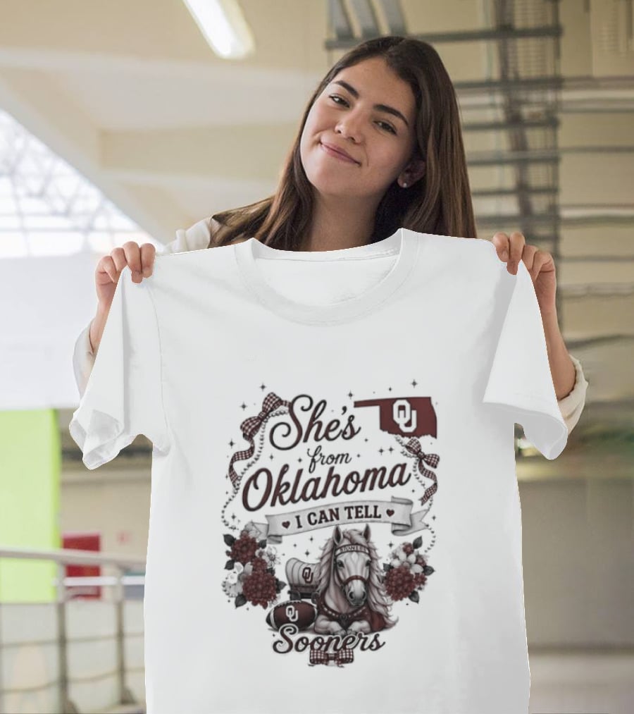 She's From Oklahoma I Can Tell Sooners OU State Pride Football T-Shirt