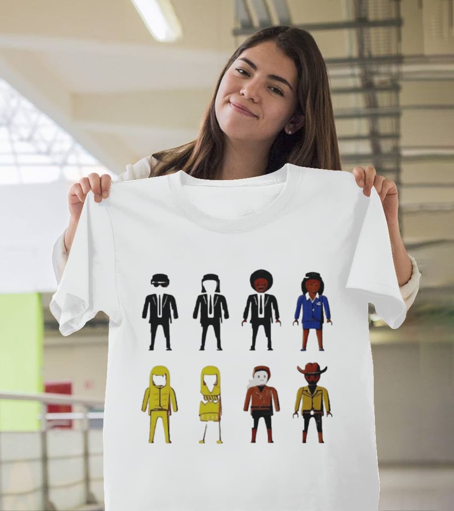 Tarantino Movie Characters Playful Figurine Lineup T-Shirt
