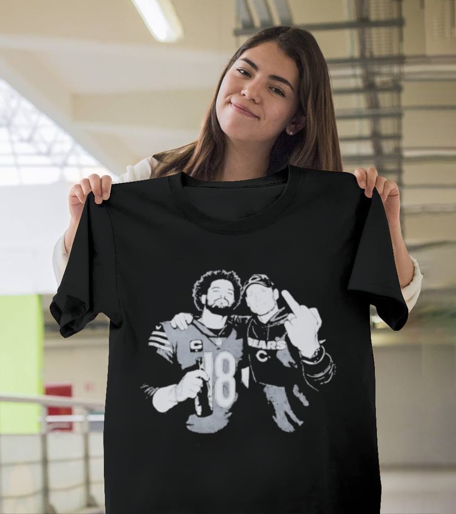Bears Caleb Williams Ben Johnson Middle Finger Gesture T-Shirt