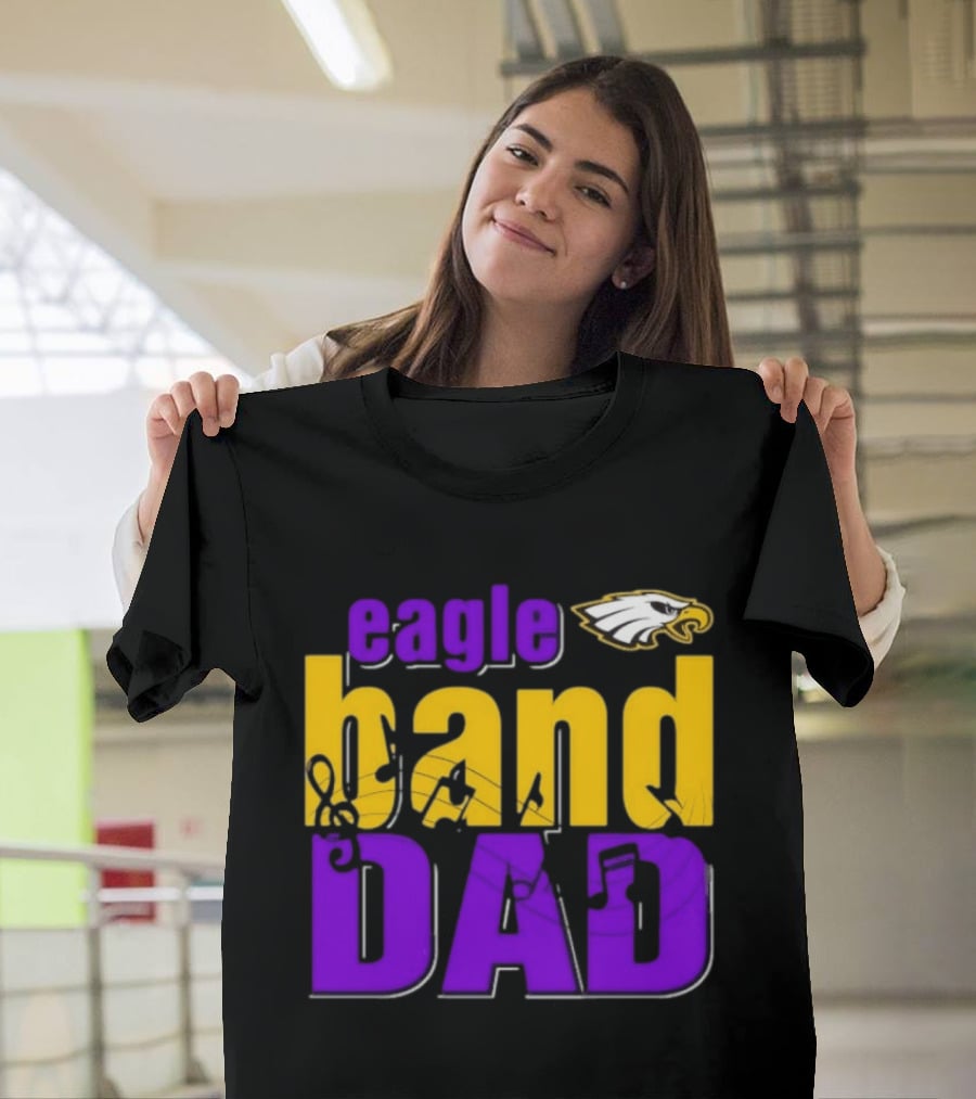 Eagle Band Dad With Eagle Head Icon Yellow And Purple T-Shirt