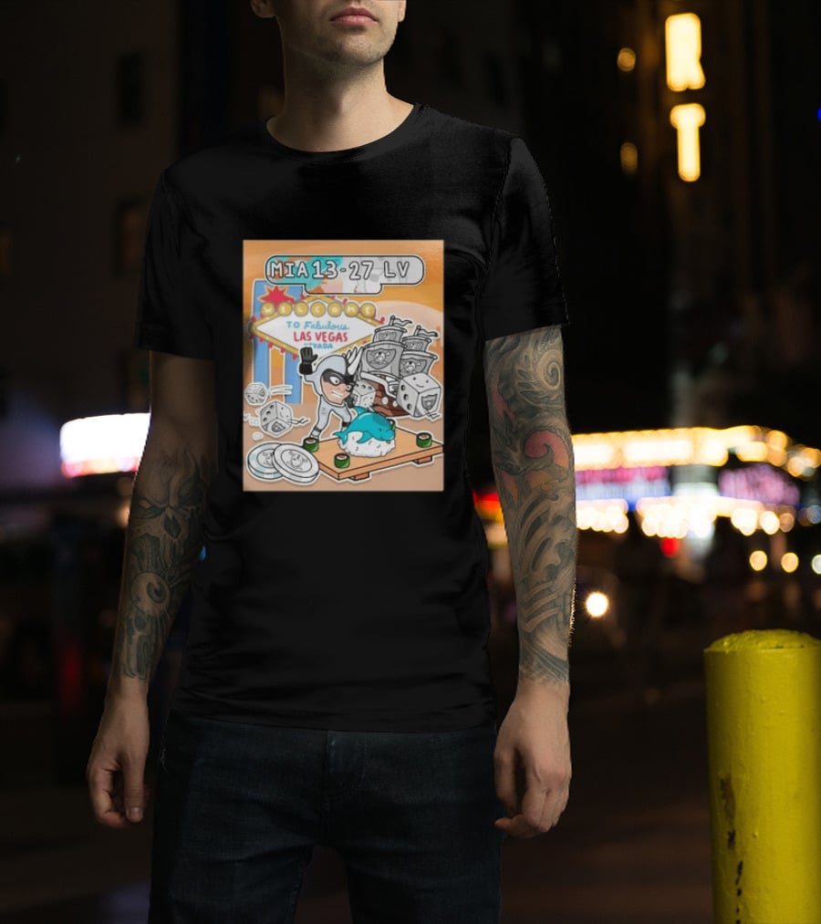 MIA 13 27 LV Welcome To Fabulous Las Vegas Sushi Dice Robots T-Shirt