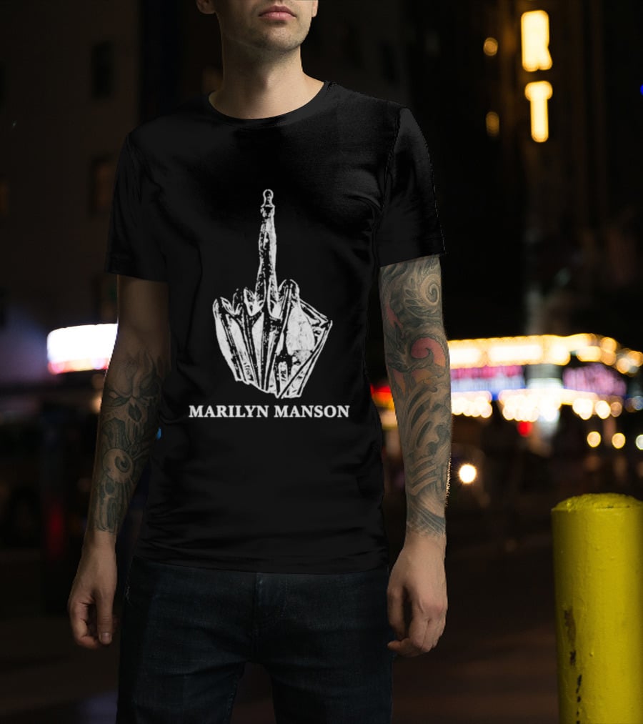 Marilyn Manson Middle Fingers Freaks On Tour 2026 With Rob Zombie T-Shirt