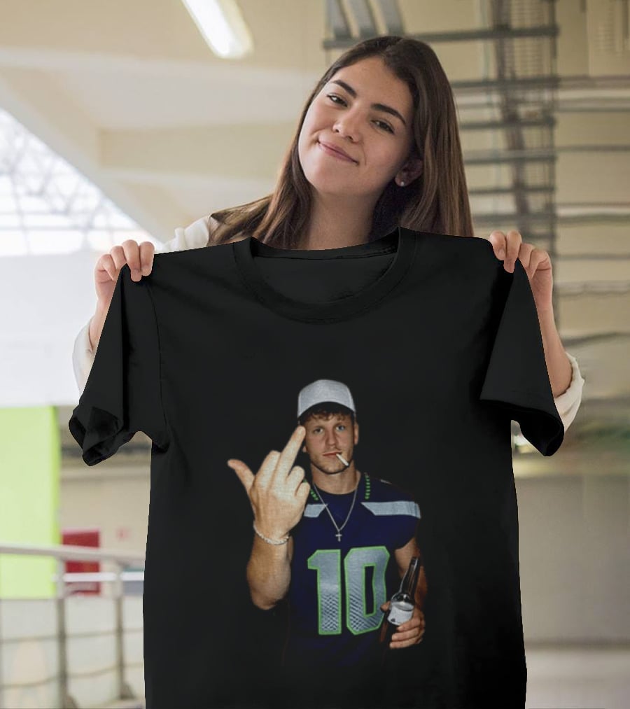 Seattle Seahawks Cooper Kupp Smoking Beer Gesture Iconic Football T-Shirt