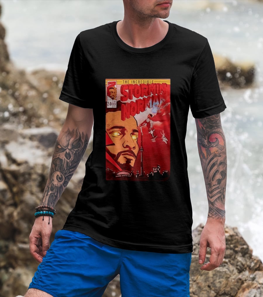 The Incredible Stormin Norman Comic Book Flying Superhero Cityscape 25 Cent Issue 24 T-Shirt