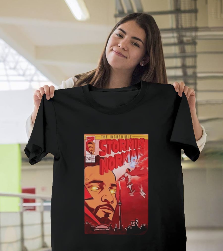 The Incredible Stormin Norman Comic Book Flying Superhero Cityscape 25 Cent Issue 24 T-Shirt