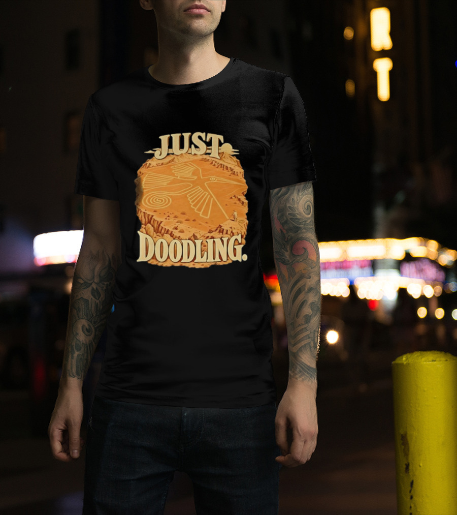 Just Doodling Nazca Lines Hummingbird Desert Landscape T-Shirt