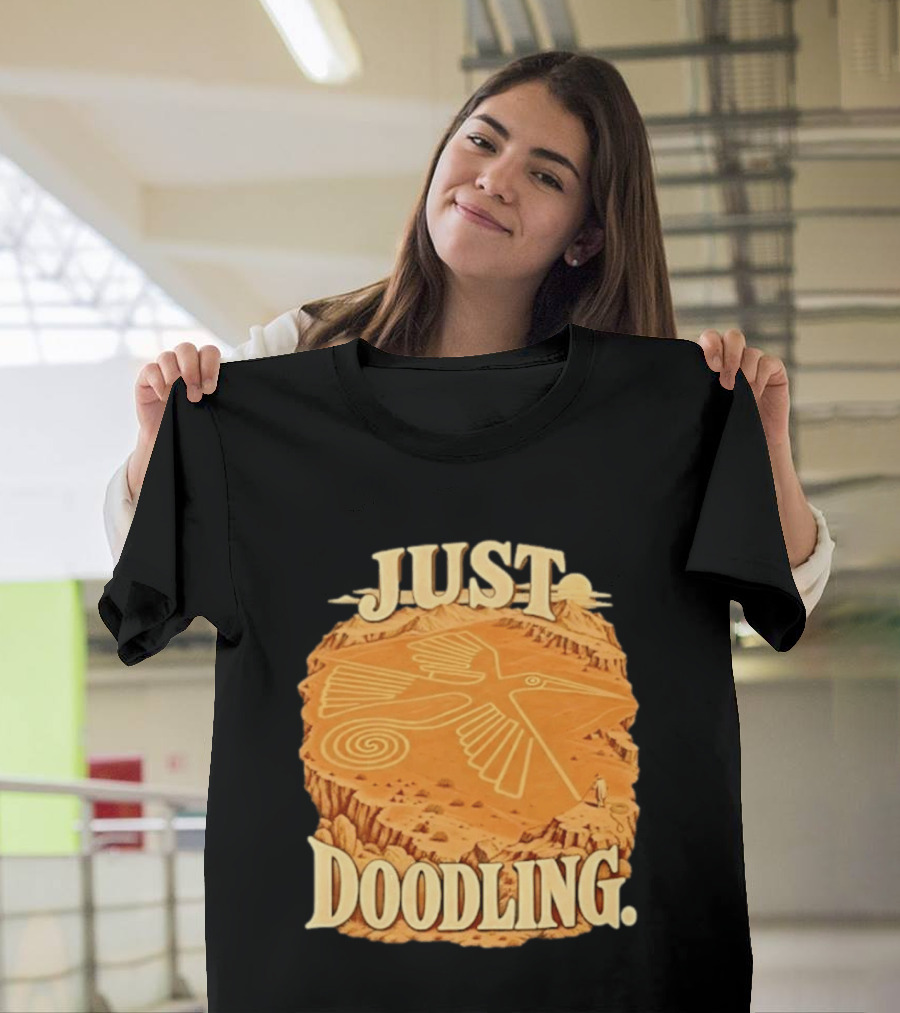 Just Doodling Nazca Lines Hummingbird Desert Landscape T-Shirt