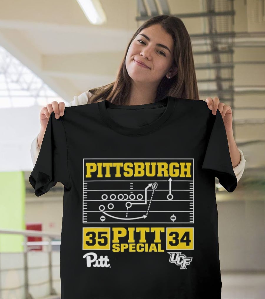 Pittsburgh Pitt Special 35 34 Victory Football Play Diagram Vs UCF T-Shirt