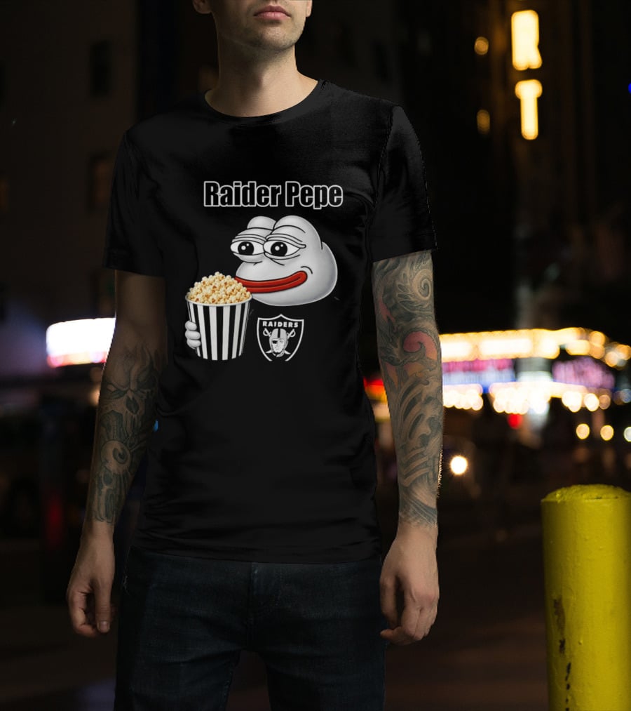 Las Vegas Raiders Raider Pepe Popcorn Meme T-Shirt