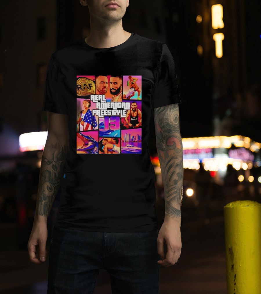 Real American Freestyle 13 Wrestling RAF Alligator Miami Scene T-Shirt