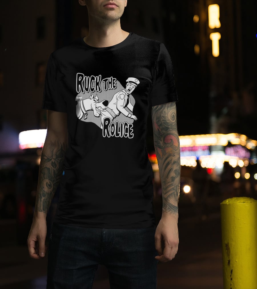 Ruck The Rolice Cartoon Dog Satire Pop Culture Police Officer And Dog T-Shirt